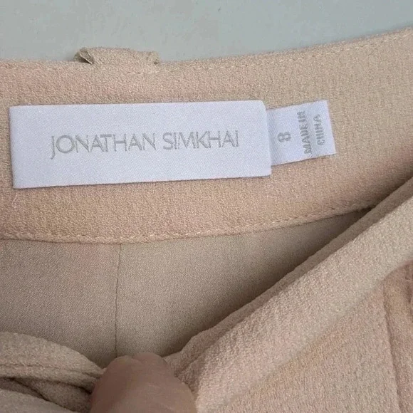 JONATHAN SIMKHAI Emory Frayed Crepe Wide-Leg Trousers - Picture 5 of 8